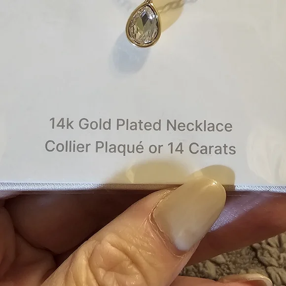 ettika Gold Plated Teardrop Pendant Necklace with Accent Charms. - Picture 3 of 4